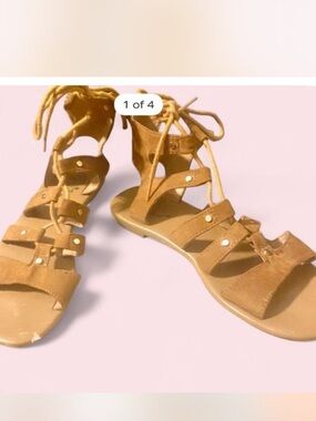 Kohl's Tan Lace-Up Gladiator Sandals with Stud Accents